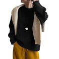 thumbnail image 3 of Suéteres de Cuello Redondo para Mujer, Larga, Holgados, Informales, para Otoño Negro Talla Única, 3 of 7