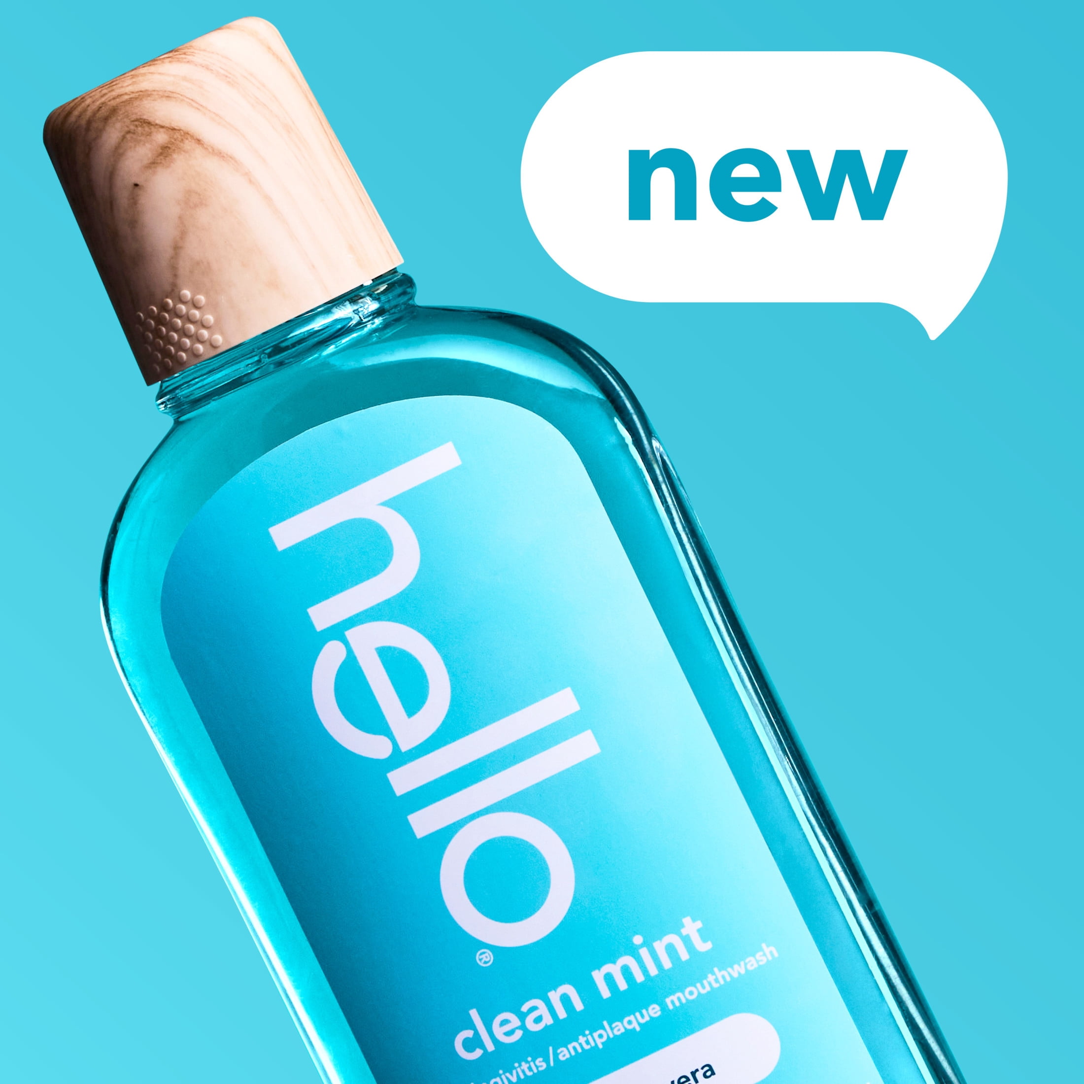 hello Clean Mint Alcohol Free Mouthwash with Aloe Vera, Fluoride Free Gum Mouthwash, 17.6 fl oz