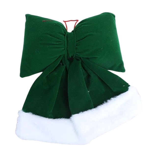 Christmas Tree Bow Decoration Velvet Flocked Pendant Ornament For Holiday Window And Tree Display 37 cm x 30 cm Green