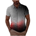 thumbnail image 2 of Ceisia Men's Summer Casual Red-White-Black Gradient Polka Dot Stripe Mesh Short Sleeve Lapel Shirt Multicolor L Gifts, 2 of 7