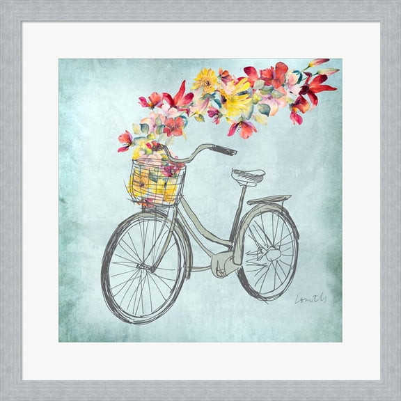 Great Art Now Floral Day Bike I by Lanie Loreth, Framed Wall Art, 19.5W x 19.5H