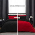 thumbnail image 3 of D.N.G. BEDDINGS 3 Piece Luxury Reversible Diamond Pattern Comforter Set Premium Super Soft, All Season 800 TC, 100% Egyptian Cotton Full/Queen Size Red/Black Solid Color, 3 of 7