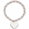 thumbnail image 2 of Stainless Steel Polished With Pink Glass Beads Heart Dangle Stretch Bracelet Made In China -Jewelry By Sweet Pea, 2 of 6