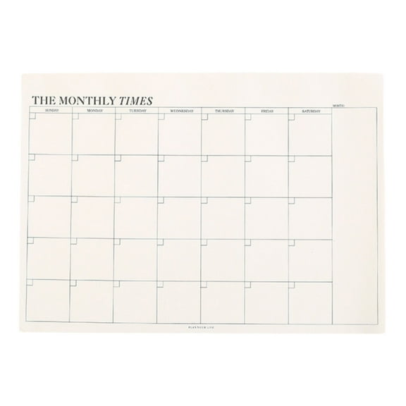 Byujiro Undated Tearable Monthly Calendar Planner Notepad, Vintage Cream Desk Monthly Schedule Pad, The Monthly Times Grid Layout with Blank Date Boxes, Easy Detachable Pages, Thick Non-Bleed Paper