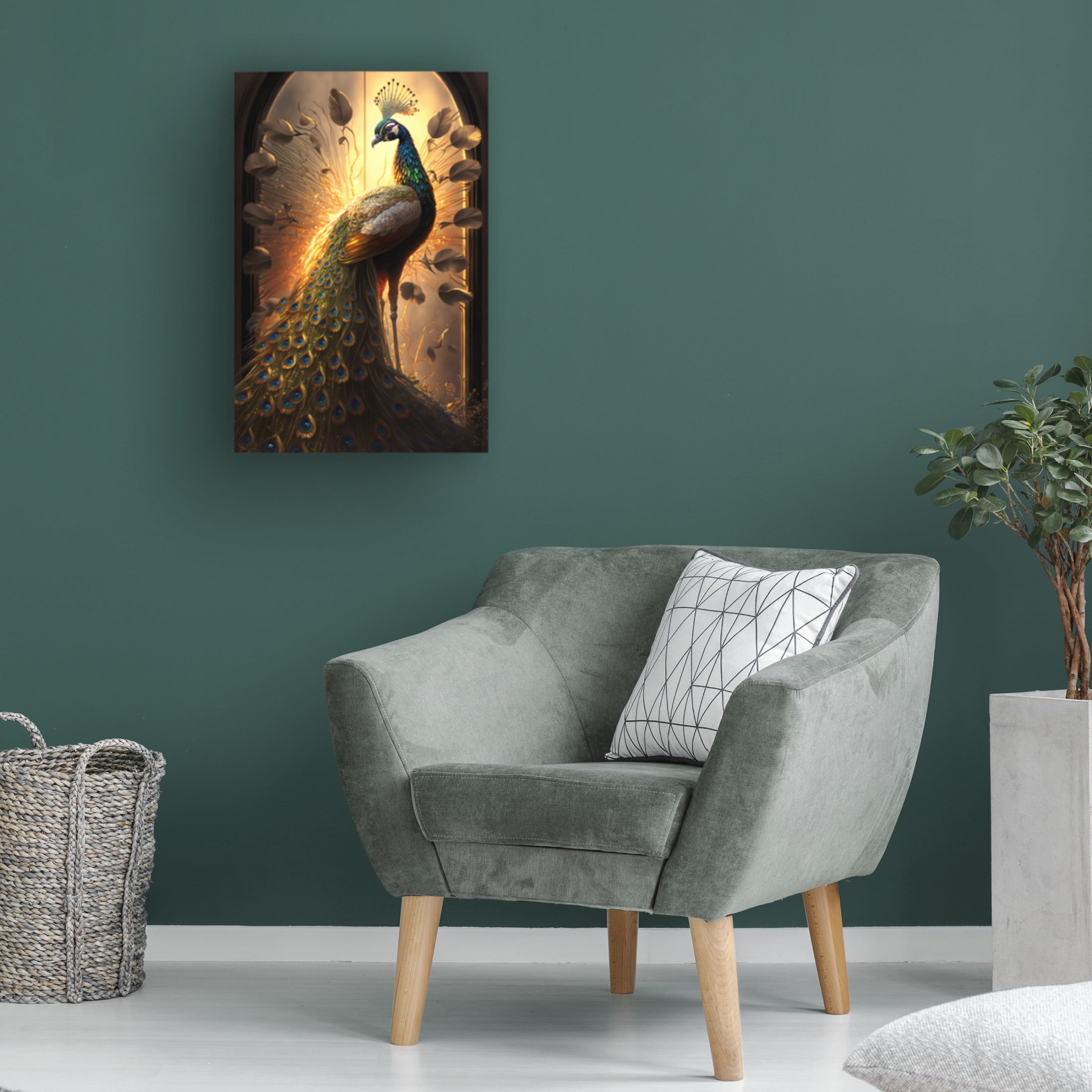 Canvas Wall Art - Ray Heere 'Proud Peacocks 1' Wall Art for Living Room, Bedroom, or Office Décor by Trademark Fine Art - 12 x 19 Inches