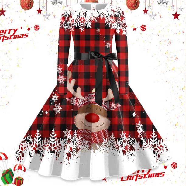 Vestidos Casuales Para Mujer 派对 Moda Femenina Casual Navidad Cuello En V Mujeres Navidad Gráfico Elegante Vestidos Sin Mangas Moda Sexy Floral