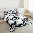 thumbnail image 3 of Manfei Cartoon Funny Penguin Full Size Comforter Sets for Kid, Black Grey Bedding Comforter Set, Kawaii Wildlife Animal Bedding Sets, Super Cozy Room Decor, 3-Piece, 3 of 8