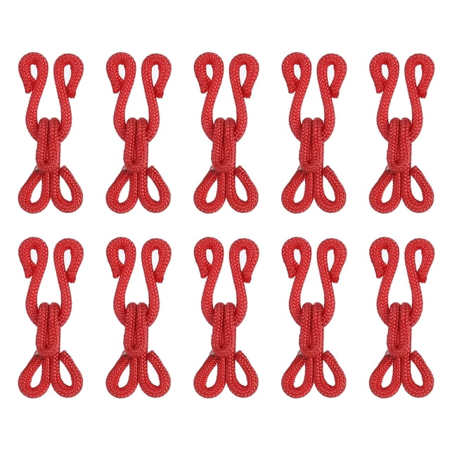 Ganchos de costura y ojos, paquete de 14 ganchos y ojos cubiertos de poliéster para ropa (Rojo, longitud de 27 mm)