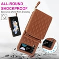 thumbnail image 3 of ELEHOLD for Samsung Galaxy Z Flip 3 Wallet Case,Soft Leather Card Slot Holder Zipper Purse Shockproof Protective Case with Shoulder Strap for Samsung Galaxy Z Flip 3,Brown, 3 of 7