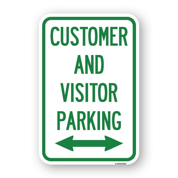 SignMission A-1218-24217 12 x 18 in. Aluminum Sign - Customer & Visitor Parking with Bidirectional Arrow