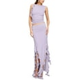 thumbnail image 3 of Womens 2 Piece Summer Outfits Crewneck Sleeveless Tank Tops Ruffles Slit Long Skirts Set, 3 of 7