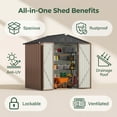 thumbnail image 2 of 6x4 FT Storage Shed, Tool Shed with Sloping Roof and Lockable Door with Doors, Brown, 2 of 8