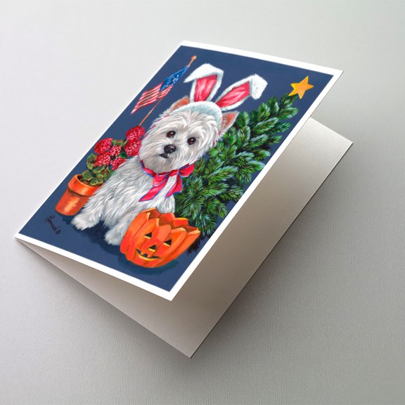 Westie for All Seasons Greeting Cards and Envelopes Pack of 8