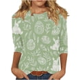thumbnail image 2 of UVEASISHA Women Cute Spring Holiday Tops Funny Bunny Eggs Printed Easter T Shirt Comfy Soft Athletic Casual Blouses Breathable Going Out Graphic Tee Multicolor S, 2 of 5