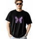 thumbnail image 2 of Camisetas de manga corta con mariposas moradas y negras para hombre, camisetas de cuello redondo, 2 of 8