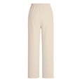 thumbnail image 5 of Miluxas Womens Summer Solid Straight Leg Slacks Comfy Elastic Waistband Pocket Pants Lightweight Soft Beach Vacation Pants Beige, 5 of 8