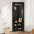 thumbnail image 3 of Corner Hall Tree with Shoe Bench, Versatile Entryway Coat Rack with 4 Hooks, Corner Cabinet with Adjustable Shelf for Hallway, Living Room, 3 of 6