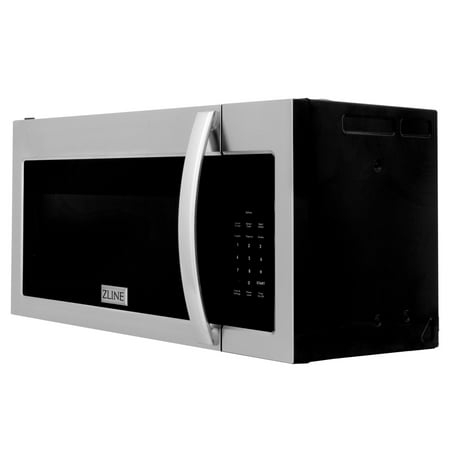 ZLINE Over the Range Convection Microwave Oven in Black Stainless Steel with Modern Handle and Sensor Cooking - Black