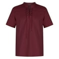 thumbnail image 2 of Nnhblu Men Polyester Short Sleeve Turndown collar Retro Tshirts Wine XL, 2 of 8