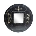 thumbnail image 1 of Benzara BM230435 Verre Miroir Rond avec des Symboles Sculptés&44; Bronze Foncé, 1 of 5