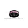 thumbnail image 4 of Womens Camo Wedding Band in Titanium 8MM Ring Black Plated with Pink Camouflage Inlay - Beveled Edges, 4 of 5