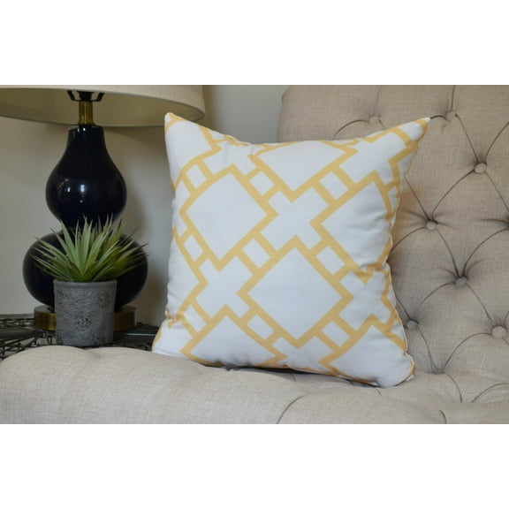 26 x 26 inch, Square in St. Louis Geometric Print Pillow, Yellow