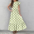thumbnail image 4 of Spazoro Kids Girls Dresses, Short Sleeve Plaid Round Neck Fashion Princess Dress for Child Girls Yellow Size 10 T, 4 of 7