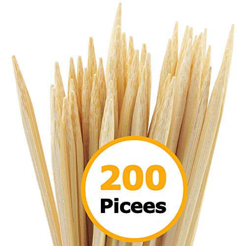 10" Wooden Bamboo BBQ Skewers Sticks Barbecue Kebab Chocolate Fountain 200 Pcs 