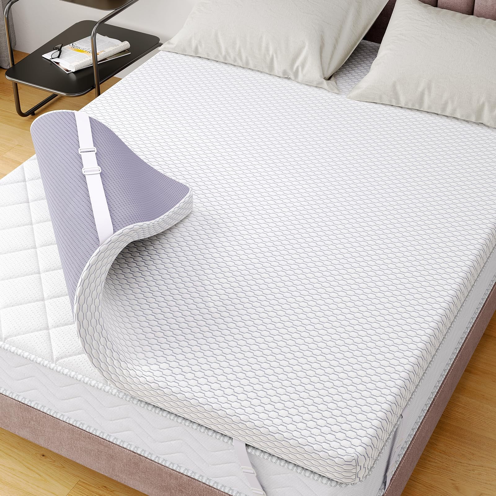Marsail 3 Inch Queen Gel-Infused Memory Foam Mattress Topper - Cooling, CertiPUR-US Certified