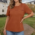 thumbnail image 3 of T Shirts for Women 2026 Summer Short Sleeve Crewneck Hollow out Breathable Dressy Casual Office Work Tshirt Blouse, 3 of 8
