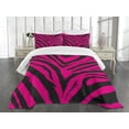 thumbnail image 3 of Ambesonne Fashion Quilted Bedspread Set 3 Pcs, Modern Tiger Skin Pattern, Queen Size, Magenta Black, 3 of 5