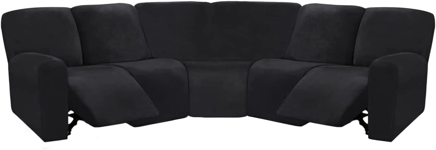 SHMAMT 7Piece L Shape Sectional Recliner Sofa Covers, Velvet Stretch