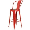 thumbnail image 4 of Flash Furniture 30" High Red Metal Barstool with Back and Wood Seat, 4 of 6