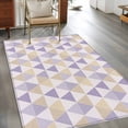 thumbnail image 2 of 2.7'x5' Area Rugs, Purple Yellow Geometric Indoor Outdoor Area Rug for Living Room Bedroom, Modern Triangle Abstract Art Washable Bathroom Rugs Kitchen Floor Carpet Mats Home Decor Aesthetic, 2 of 8