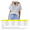 thumbnail image 3 of Blusa de manga corta con cuello vuelto para mujer, blusa informal con botones y cuello en V de Color liso con bolsillos, 3 of 6
