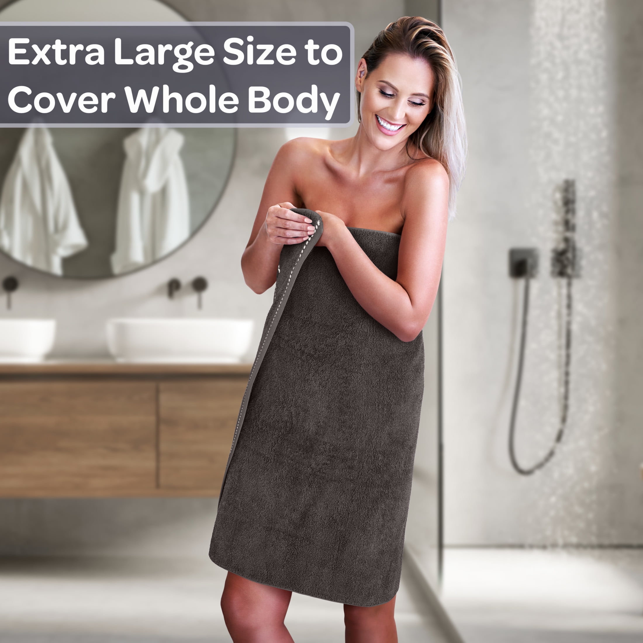Lavish Home 6-Piece Quick Dry Bath Towels Set - 100% Cotton Towel Set for Bath, Gym, and Spa (Charcoal)