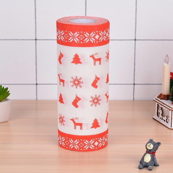 VAJUSO Christmas Print Kitchen Paper Towels Absorbent Oil Wipes Holiday Decorative Disposable Paper for Cleaning Fruits Dishes Countertops(Multicolor)