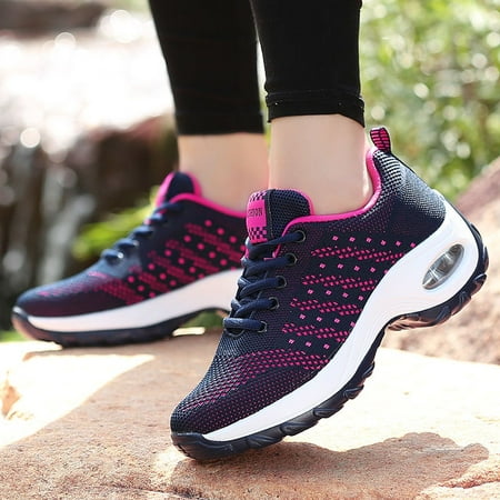 Autumn thick-soled sneakers women's breathable travel shoes flying ...