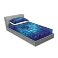 thumbnail image 2 of Ambesonne Blue Fitted Sheet & Pillow Sham Set, Cosmic Rain Effect Vivid, Twinxl, Blue Black, 2 of 2