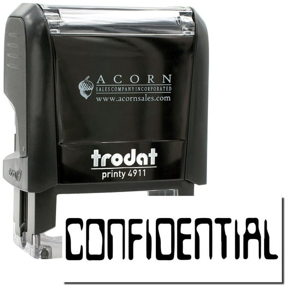 Self-Inking Barcode Confidential Stamp, Trodat Printy 4911, Press and Print Stamping, Impression Size 5/8" x 1-1/2", Up to 10,000 Impressions - Black Ink