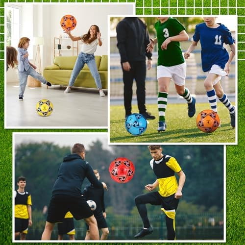 YNGLLC 6 Pcs Soccer Ball Bulk with Pump Official Size Indoor Outdoor Sport Soccer Gift for Kids Teen Adult Practice Game Back to School