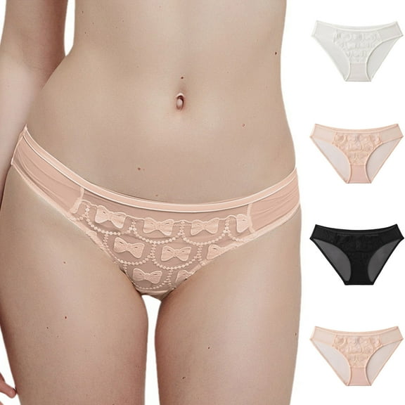 Kmdttou Womens Underwear Breathable Wicking Sexy Lace High Cut Panties Comfort Bikini Panty Stretch Underpants Breathable Ladies Briefs (Regular & Plus Size) Pink-L