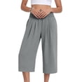 thumbnail image 4 of ATOYSOY Womens Smocked Waist Culottes Elastic High Waist Cropped Wide Leg Pants Casual Summer Capris For Beach And Vacation, 4 of 7