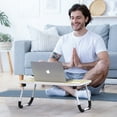 thumbnail image 2 of Laptop Bed Desk Tray Bed Table, Foldable Portable Lap Desk Notebook Stand Reading Holder with Storage Drawer and Cup Holder for Eating Breakfast on Bed/Couch/Sofa-White Oak, 2 of 7