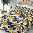 thumbnail image 3 of Ambesonne Emoji Fitted & Top Sheet Set with Shams, Soccer Pattern Tough Face, Grey and Pale Orange, 3 of 5