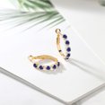 thumbnail image 4 of Gem Stone King 18K Yellow Gold Plated Silver Women Hoop Earrings Blue Created Sapphire White Created Sapphire (5.52 Cttw, Round Cut, 3/7 inch Diameter), 4 of 4