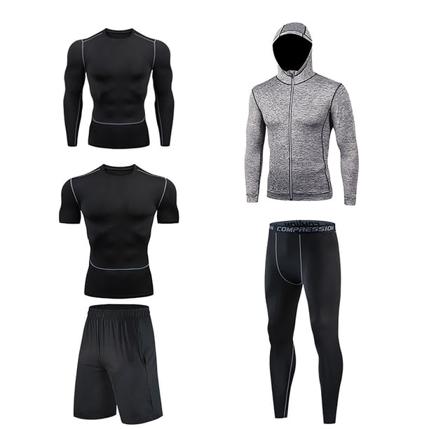 Chaqueta de 5 piezas para hombre Four Seasons de secado rápido para ocio y fitness + mangas largas + mangas cortas + pantalones cortos + pantalones Fridja fhjkhfk456863