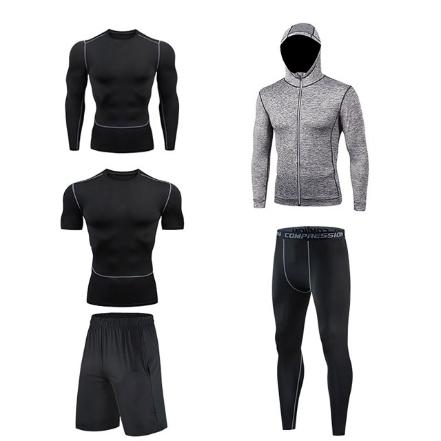 Chaqueta de 5 piezas para hombre Four Seasons de secado rápido para ocio y fitness + mangas largas + mangas cortas + pantalones cortos + pantalones Fridja fhjkhfk456866
