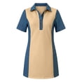 thumbnail image 4 of QSAWXQZ Women's Denim Patchwork Shirt Dress Quarter Button Lapel Collar Short Sleeve Mini Dress 2XL, 4 of 6