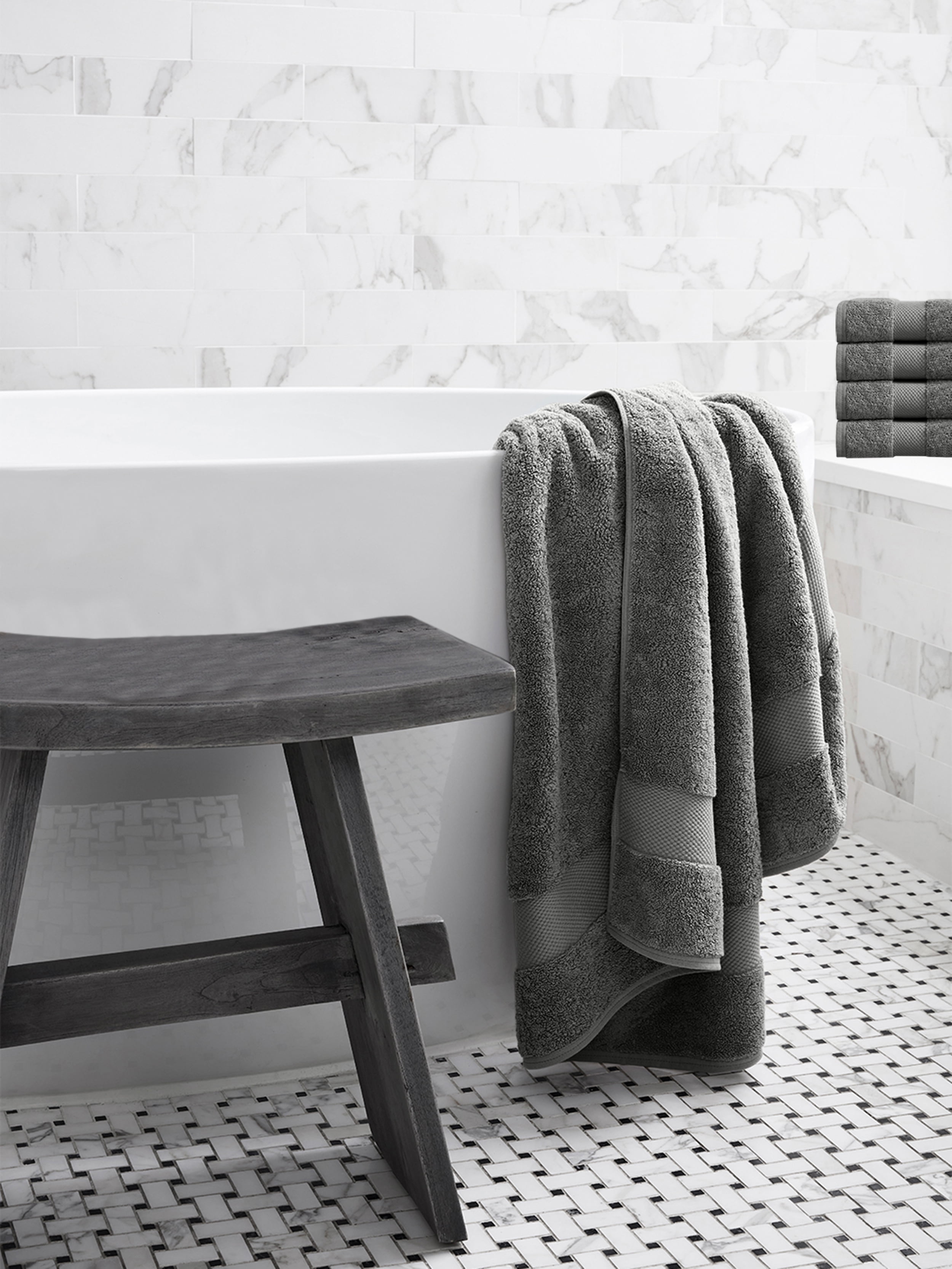 Delara 20-Piece Organic Cotton Towel Set, 650 GSM Luxury Plush, Quick Dry & Ultra-Absorbent, GOTS & OEKO-TEX Certified, Dark Gray